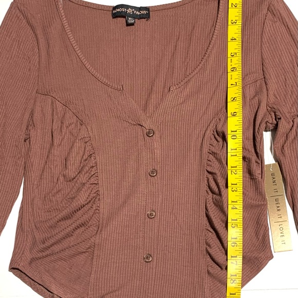 Almost Famous Brown Long Sleeves Top Size XL - Picture 8 of 8